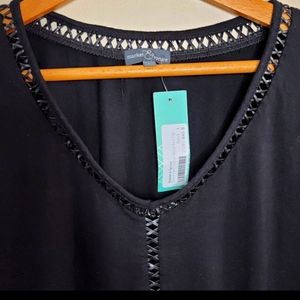 NWT Stitch Fix Market & Spruce | Telane Faux Leather Detail Knit Top